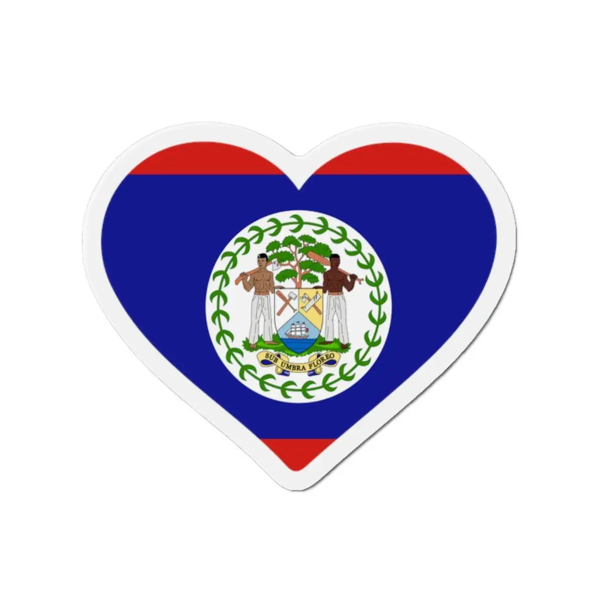 Aimant cœur drapeau belize décoratif en finition aimantée