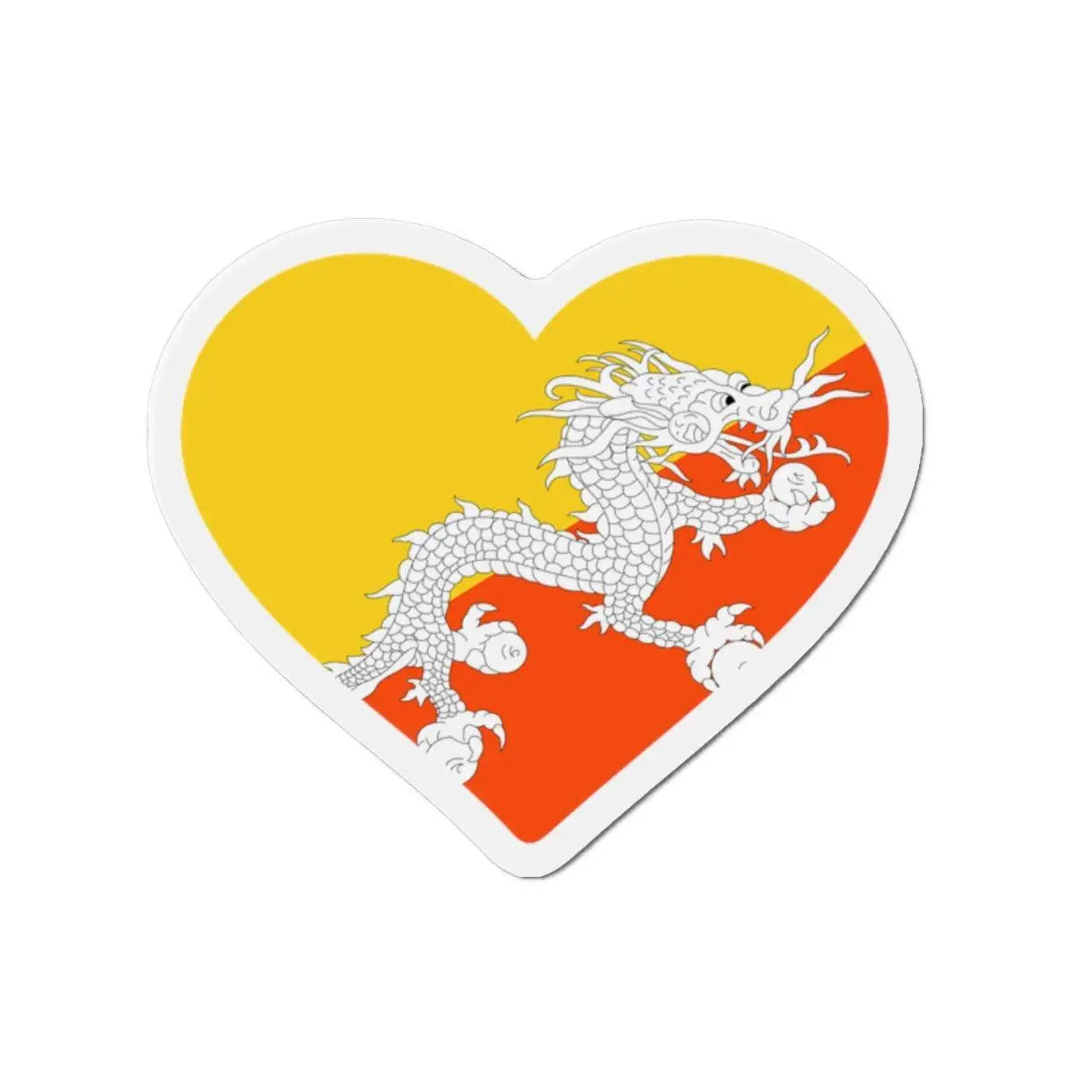 Aimant cœur drapeau bhoutan magnétique décoratif