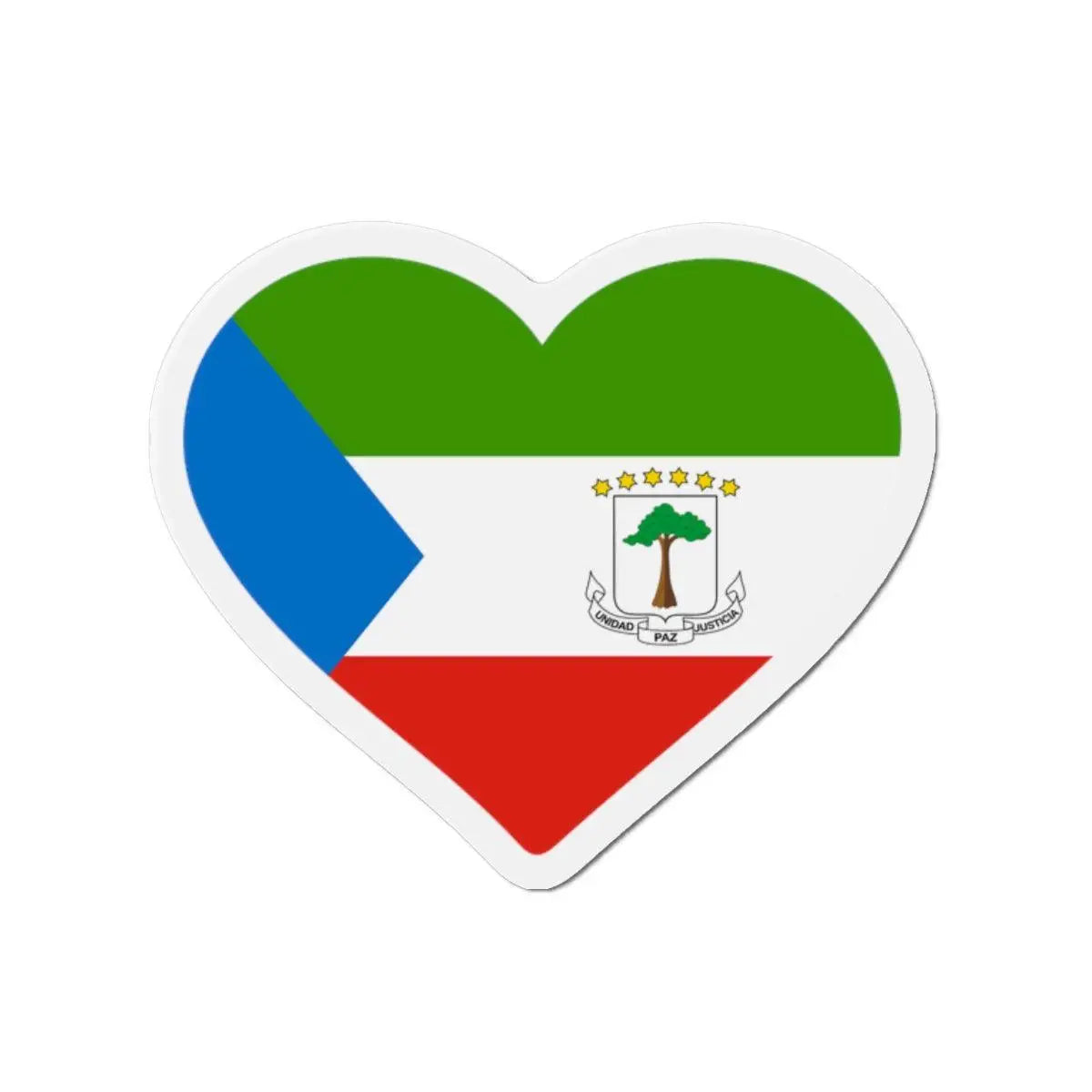 Aimant cœur drapeau guinée équatoriale finition brillante