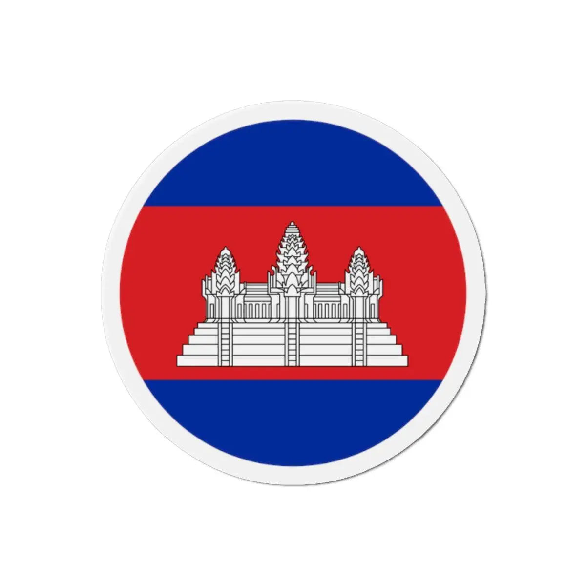 Aimant rond drapeau cambodge en métal finition brillante