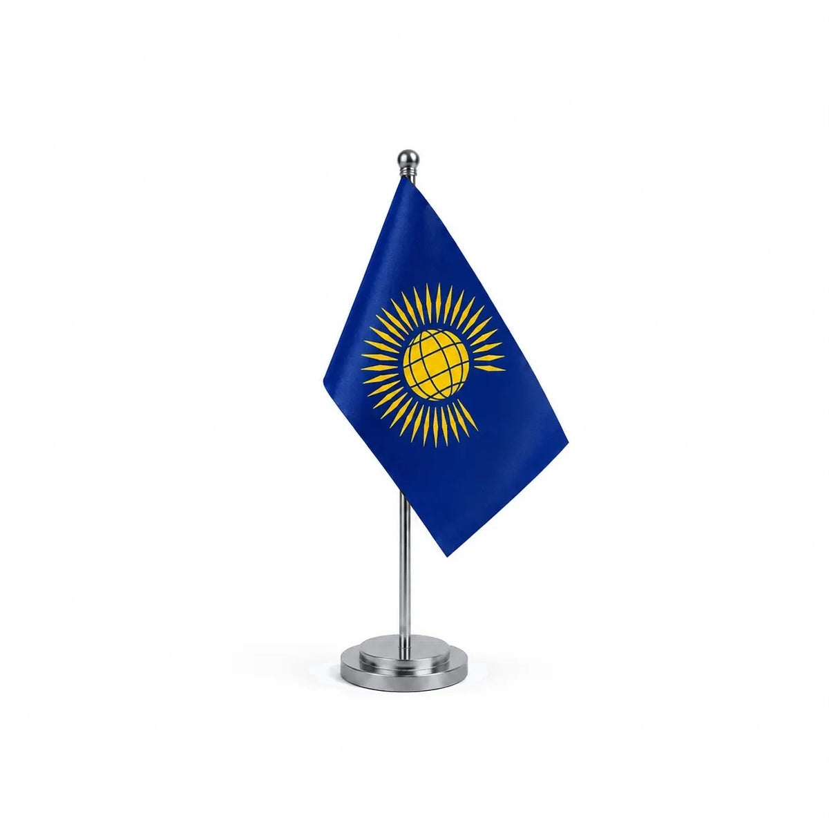 Drapeau Bureau du Commonwealth modèle Argent avec mât et socle en acier inoxydable