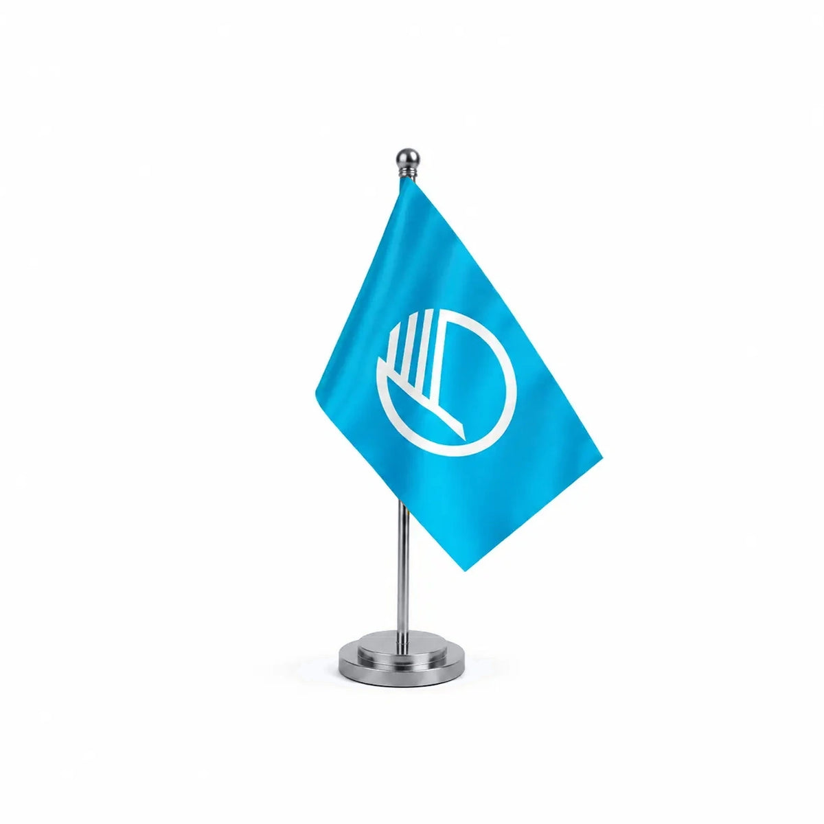 Drapeau Bureau du Conseil nordique modèle Argent avec mât et socle en acier inoxydable