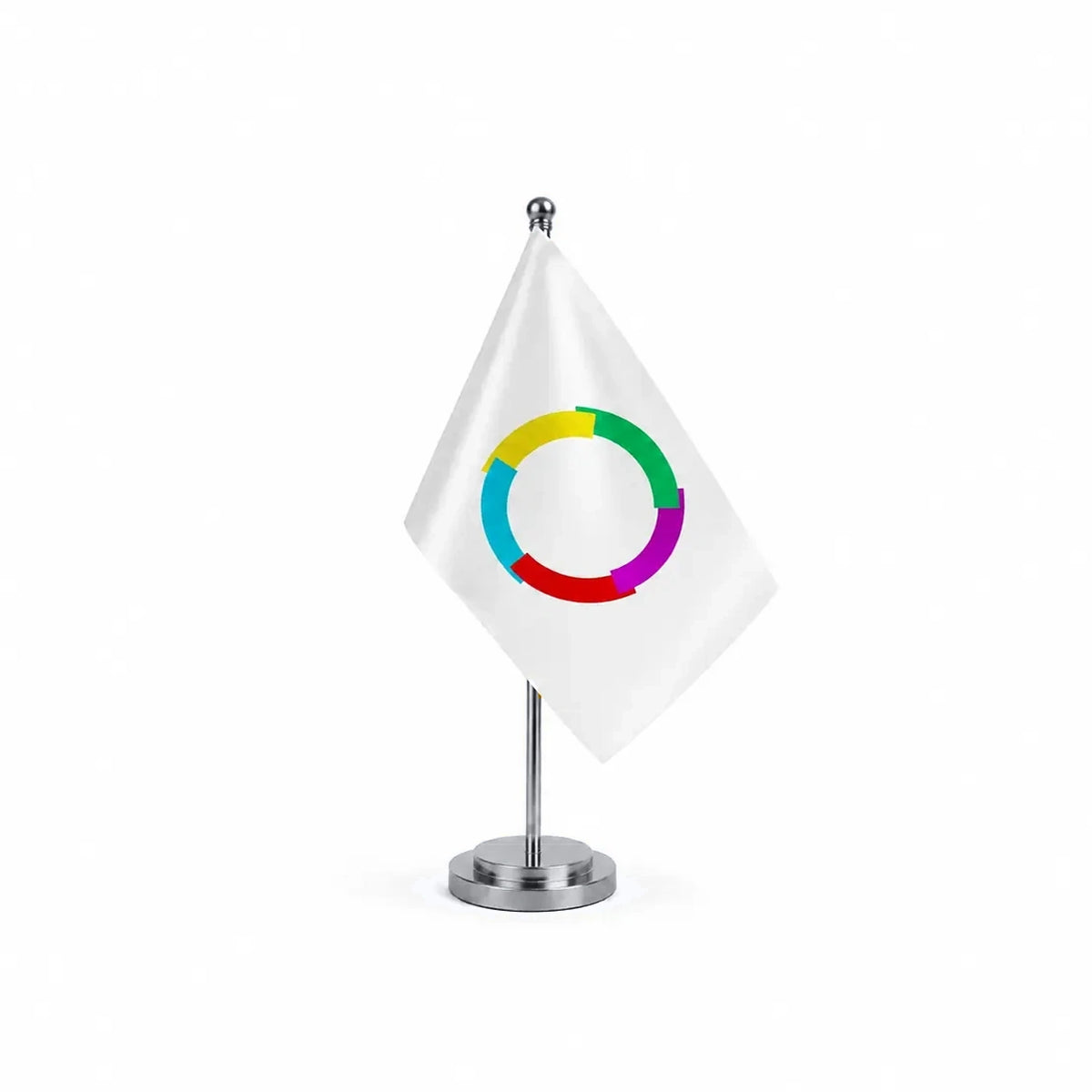 Drapeau Bureau de l'Organisation internationale de la francophonie modèle Argent avec mât et socle en acier inoxydable