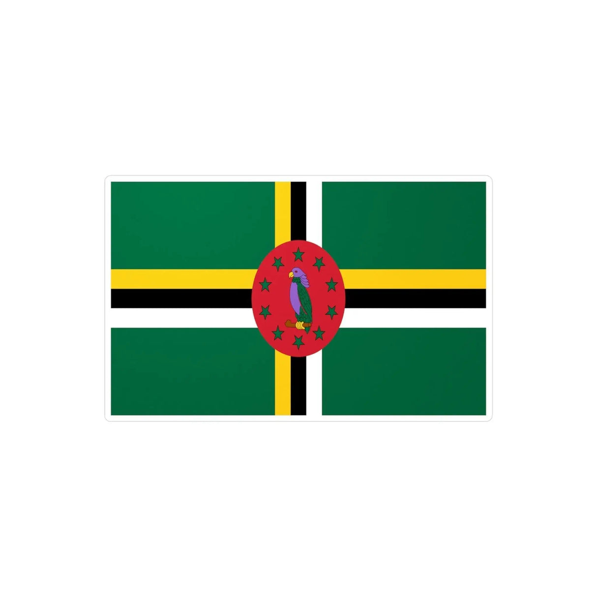 Autocollant drapeau dominique pvc rectangle résistant