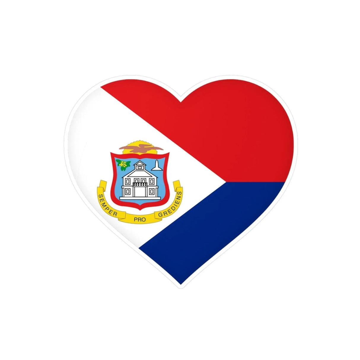 Autocollant drapeau saint-martin cœur pvc résistant