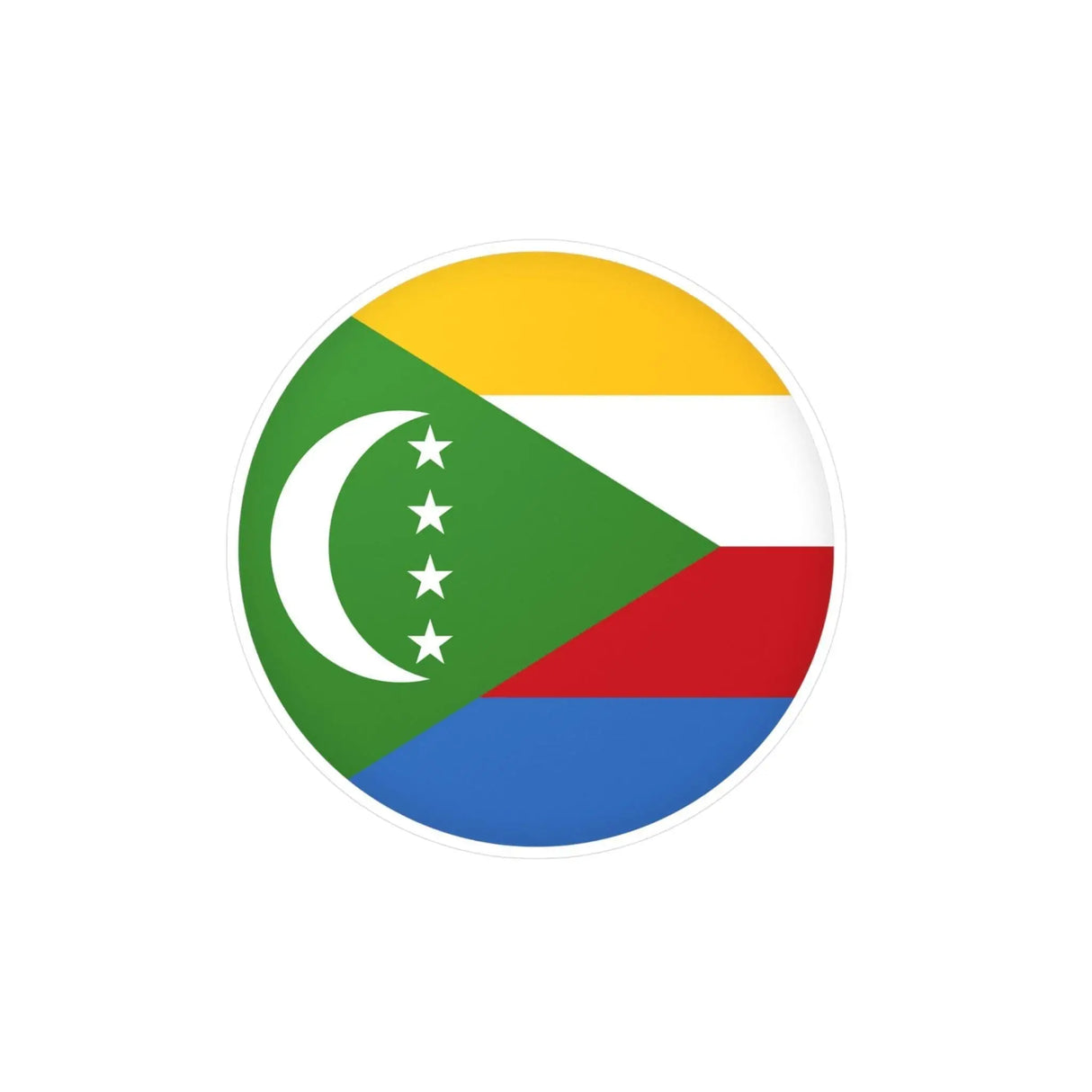 Autocollant rond drapeau comores en pvc résistant