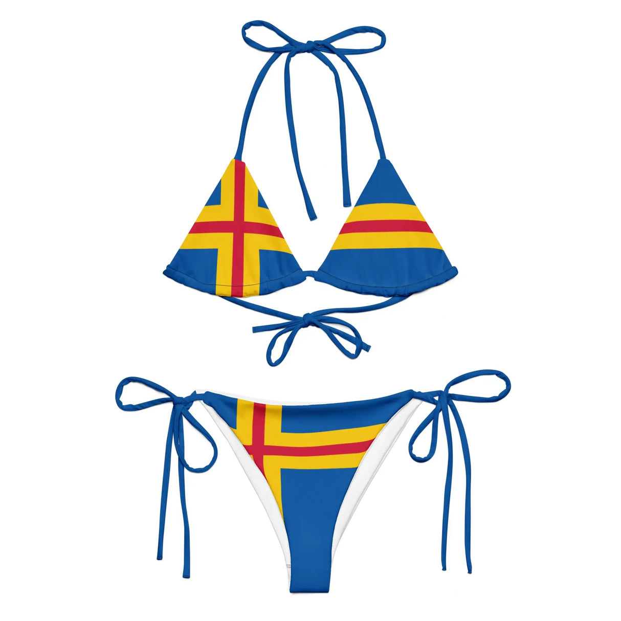 Bikini drapeau åland cordon recyclé orné protection uv