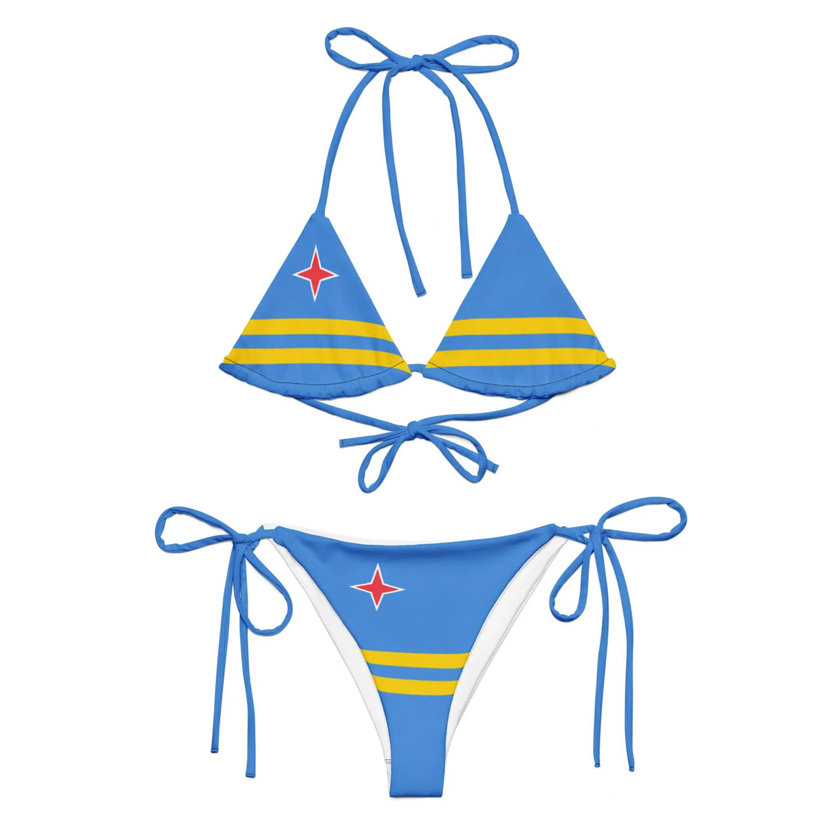 Bikini drapeau aruba cordon recyclé orné protection uv