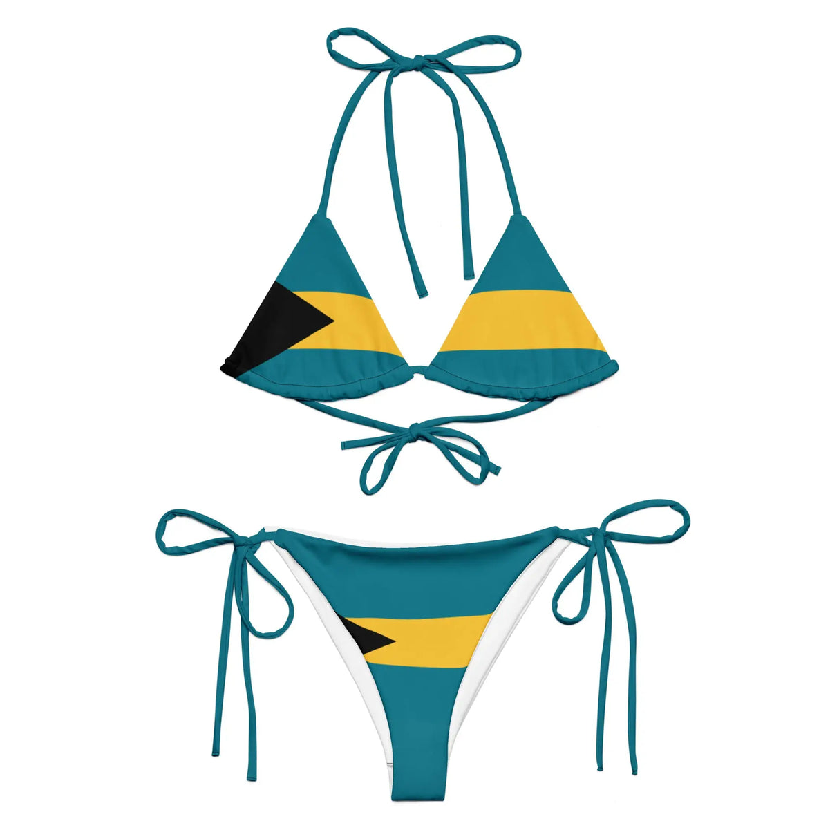 Bikini drapeau bahamas à cordon recyclé orné uv