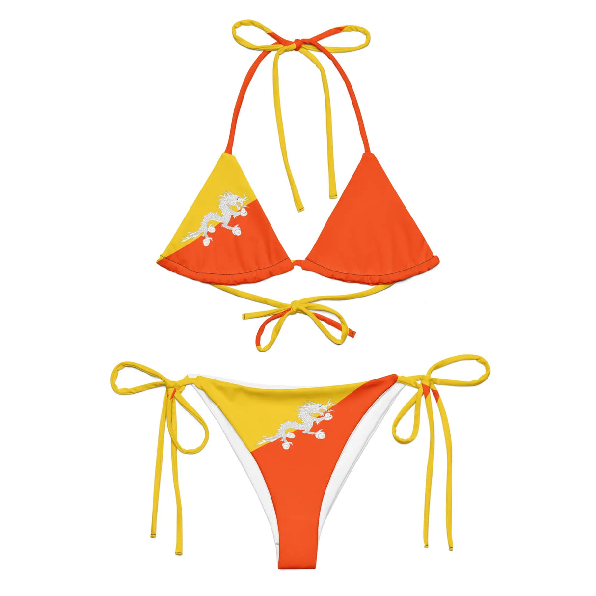 Bikini drapeau bhoutan cordon recyclé impression all over