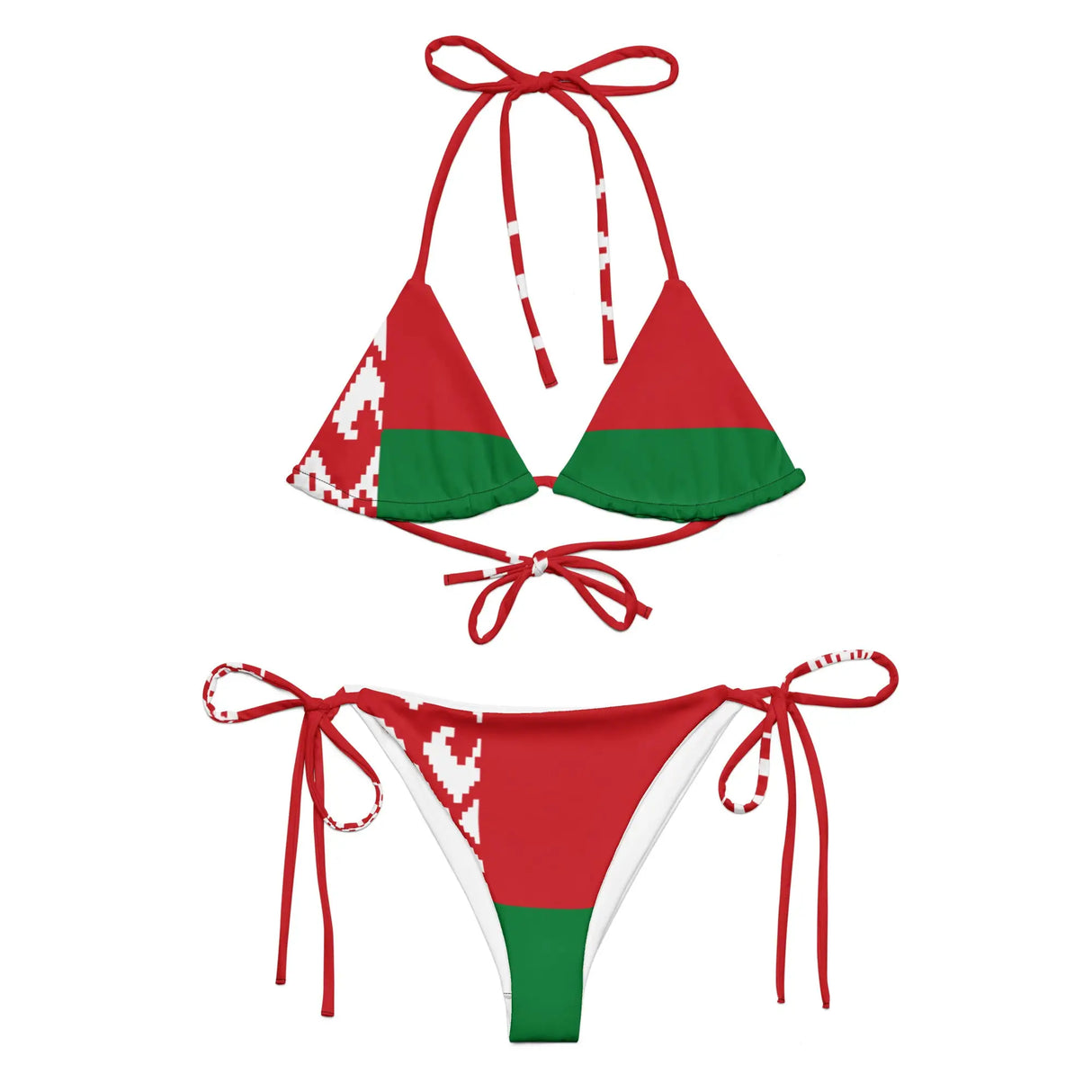Bikini drapeau biélorussie cordon recyclé orné confort