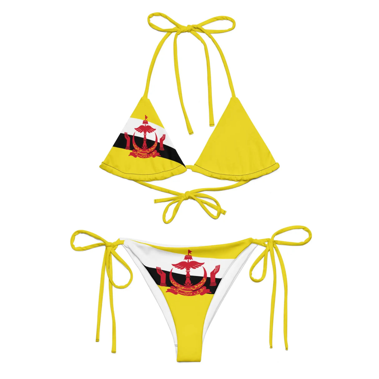Bikini drapeau brunei cordon recyclé orné impression all over