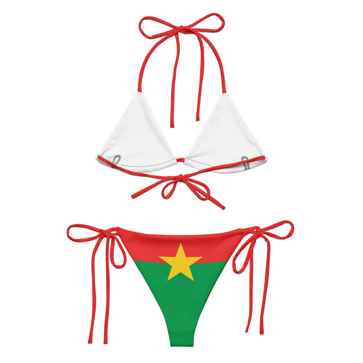 Bikini drapeau burkina faso cordon recyclé orné confortable