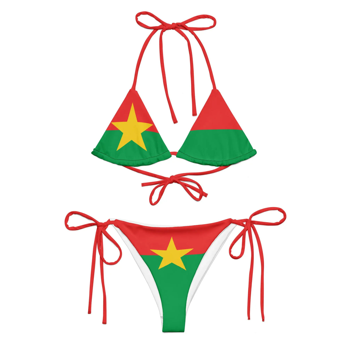 Bikini drapeau burkina faso cordon recyclé orné confortable