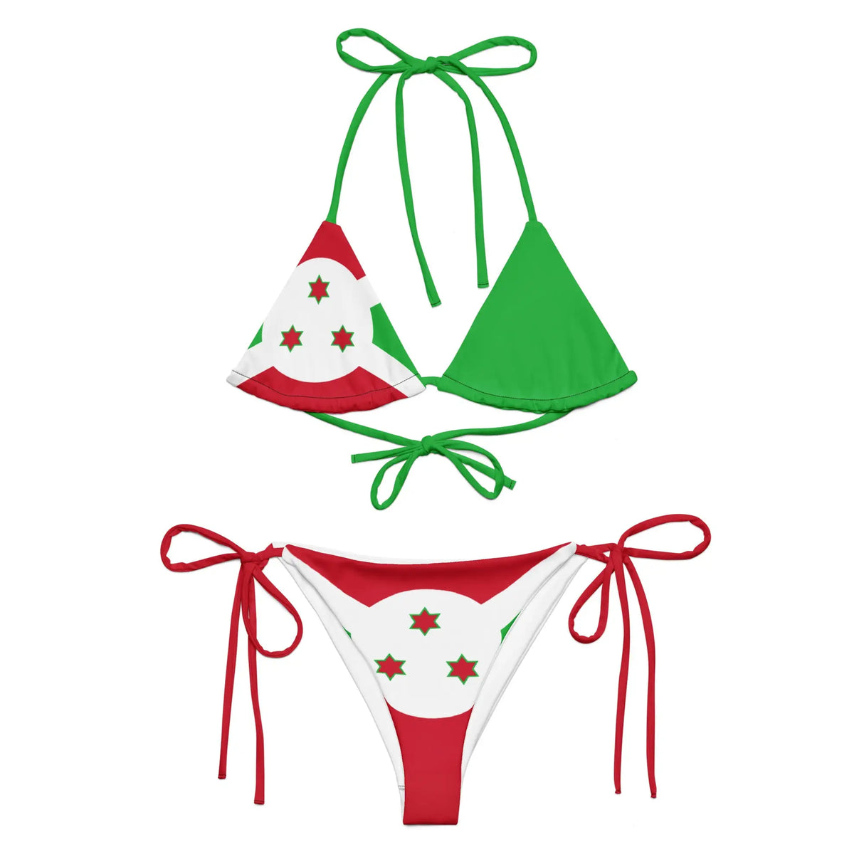 Bikini drapeau burundi à cordon recyclé orné confortable