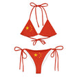 Bikini drapeau chine à cordon recyclé orné impression all over