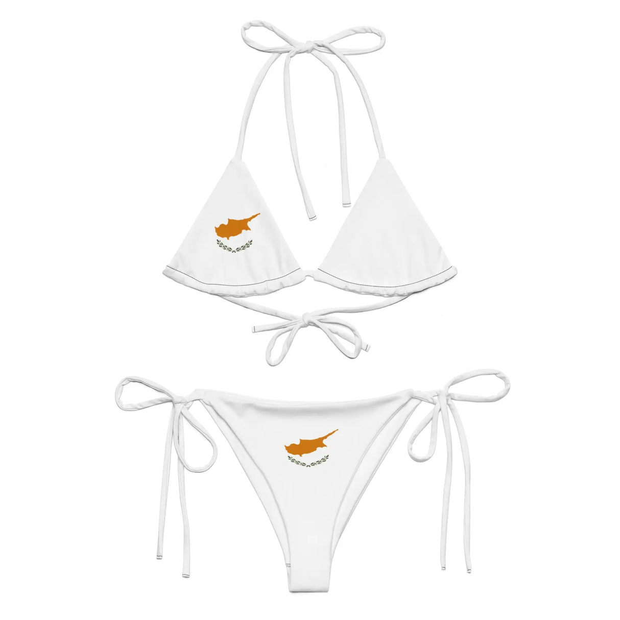 Bikini drapeau chypre à cordon recyclé orné confortable