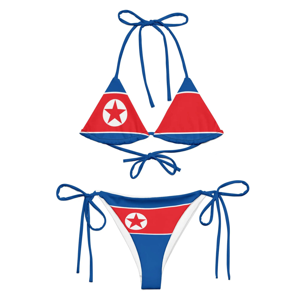 Bikini drapeau corée du nord cordon recyclé orné confortable