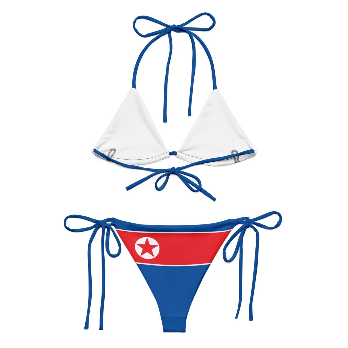 Bikini drapeau corée du nord cordon recyclé orné confortable