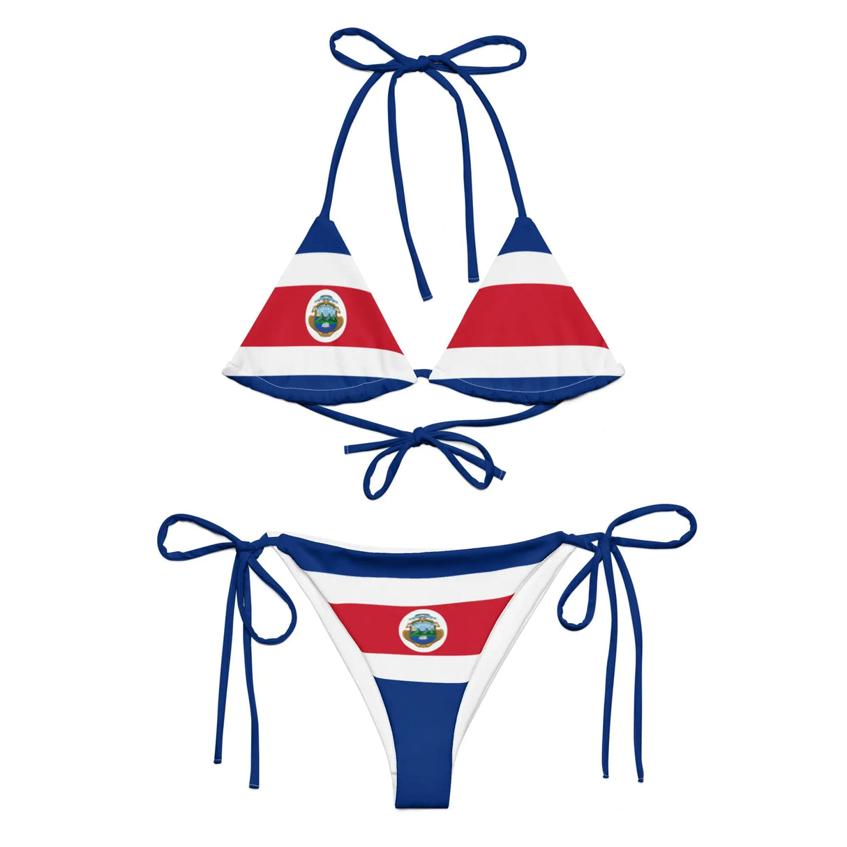 Bikini drapeau costa rica cordon recyclé impression durable