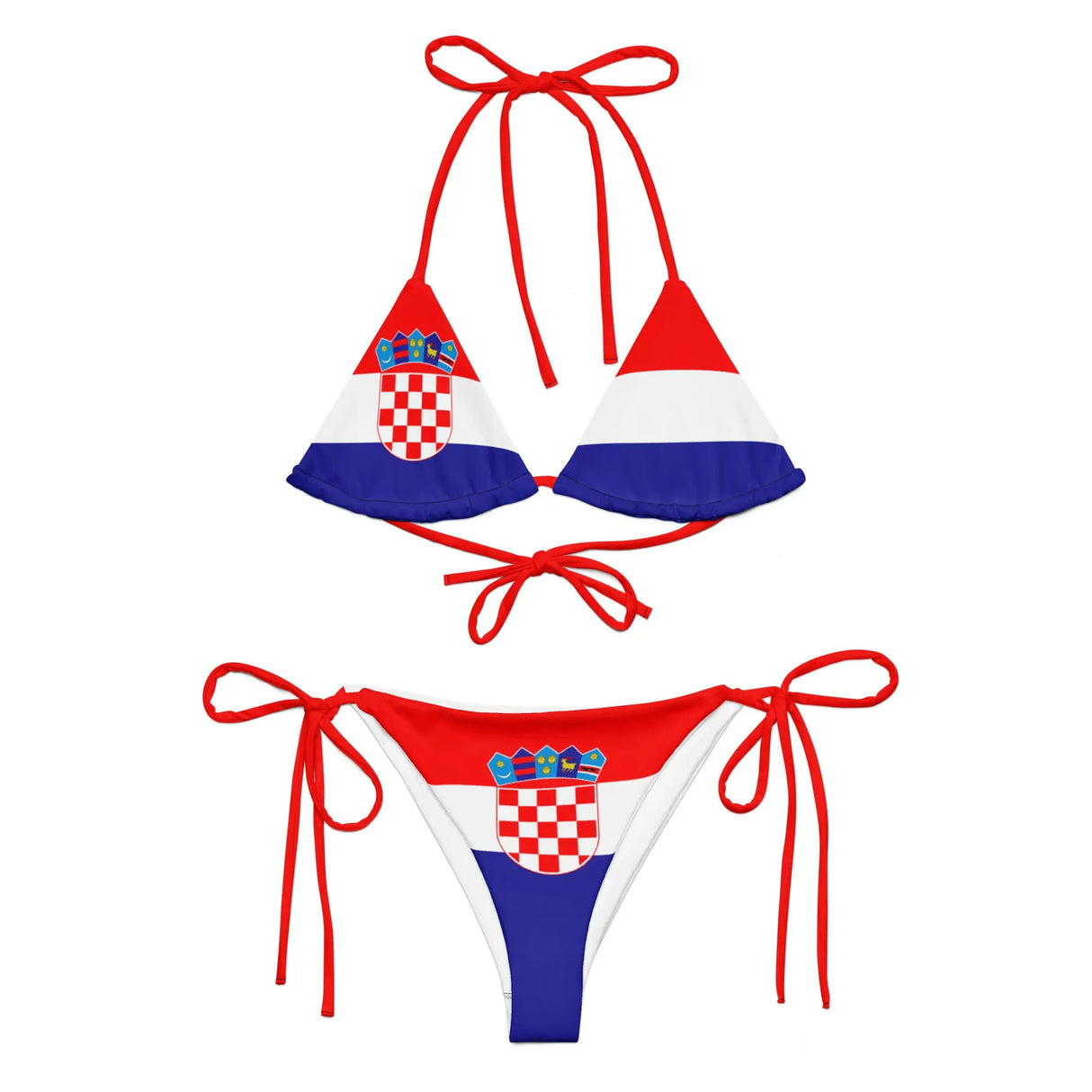 Bikini drapeau croatie cordon recyclé orné anti uv