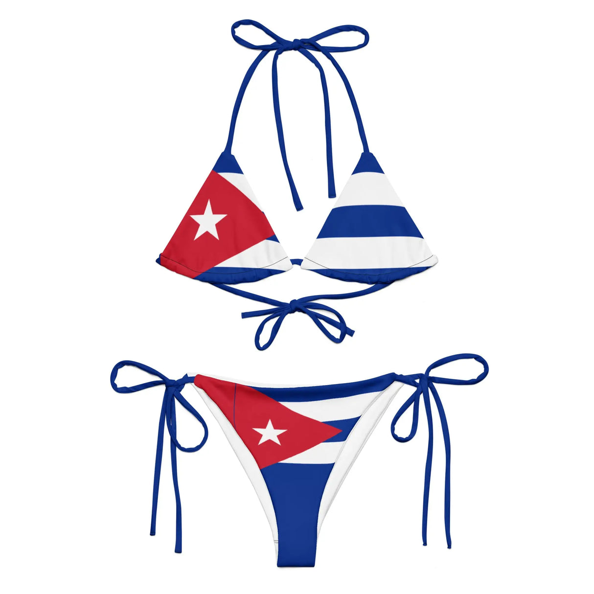 Bikini drapeau cuba à cordon recyclé orné confortable