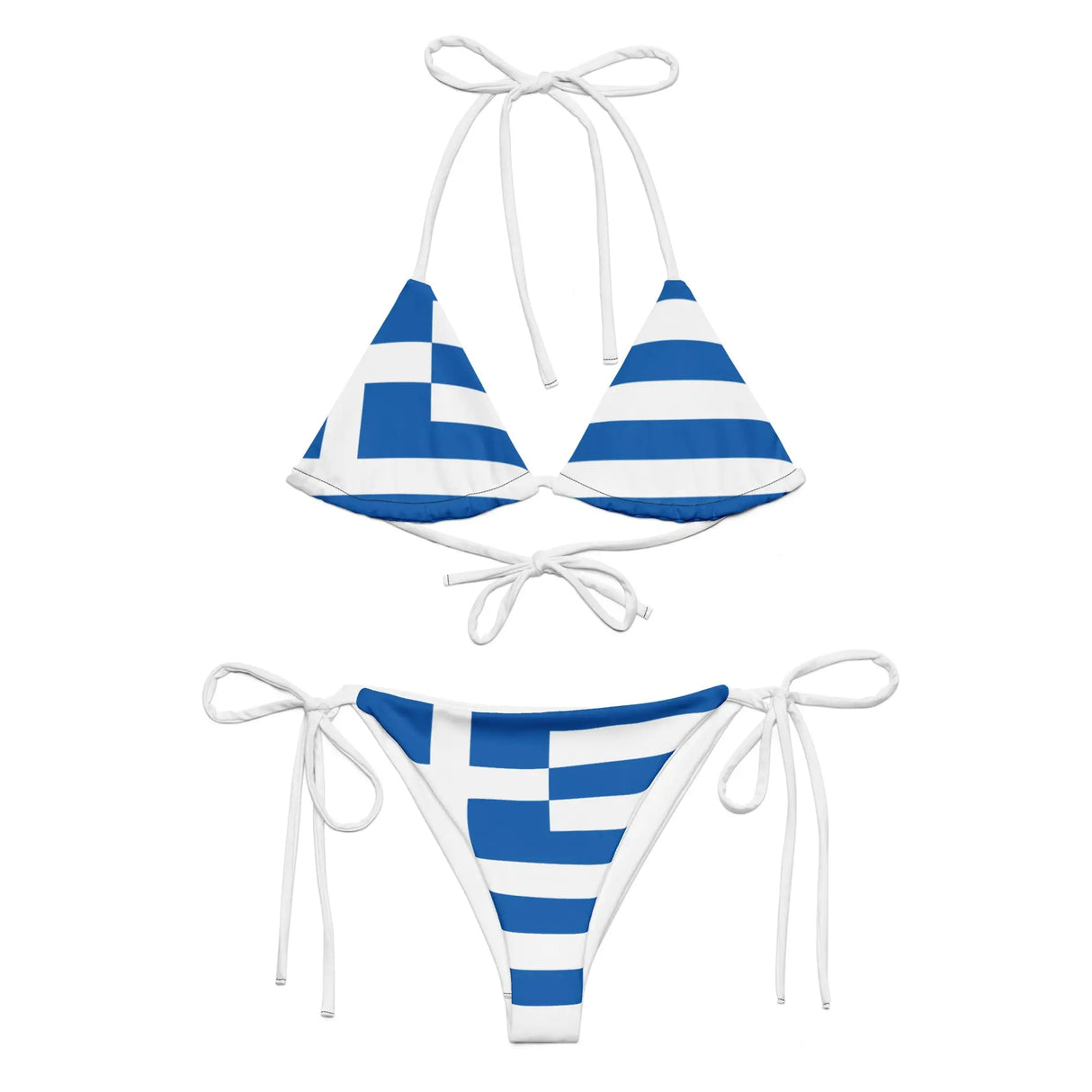 Bikini drapeau grèce à cordon recyclé orné confortable