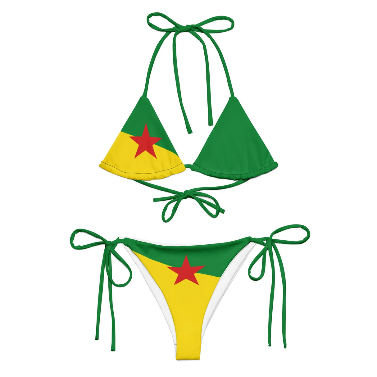 Bikini drapeau guyane cordon recyclé impression all over