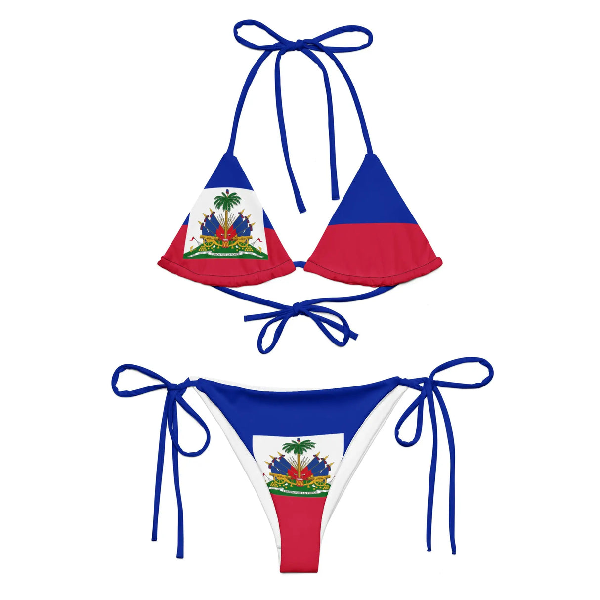 Bikini drapeau haïti à cordon recyclé orné confortable