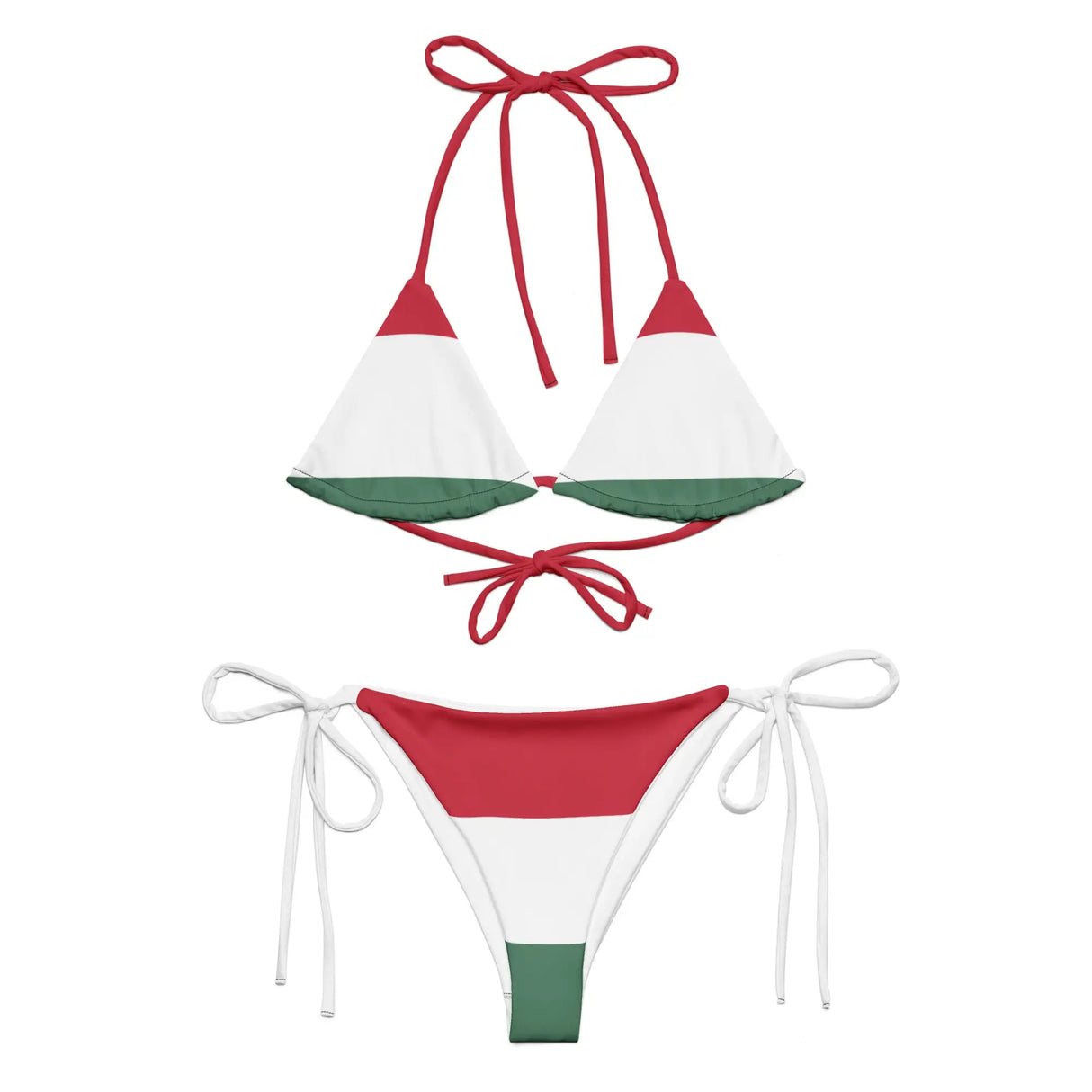 Bikini drapeau hongrie cordon recyclé orné confortable