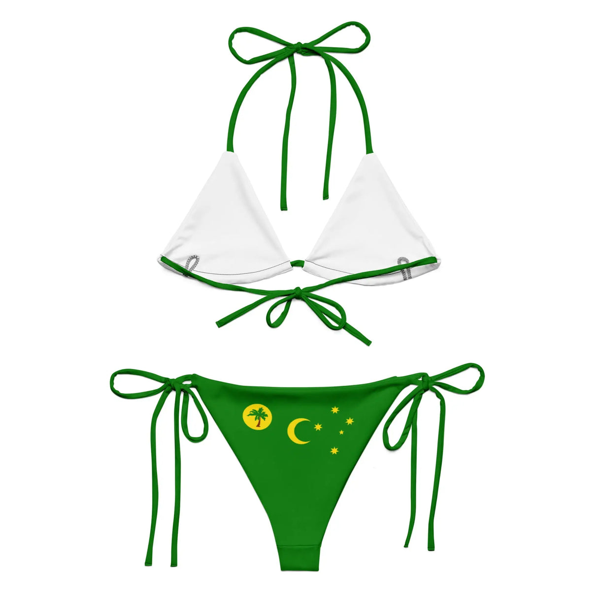 Bikini drapeau îles cocos à cordon recyclé orné confortable