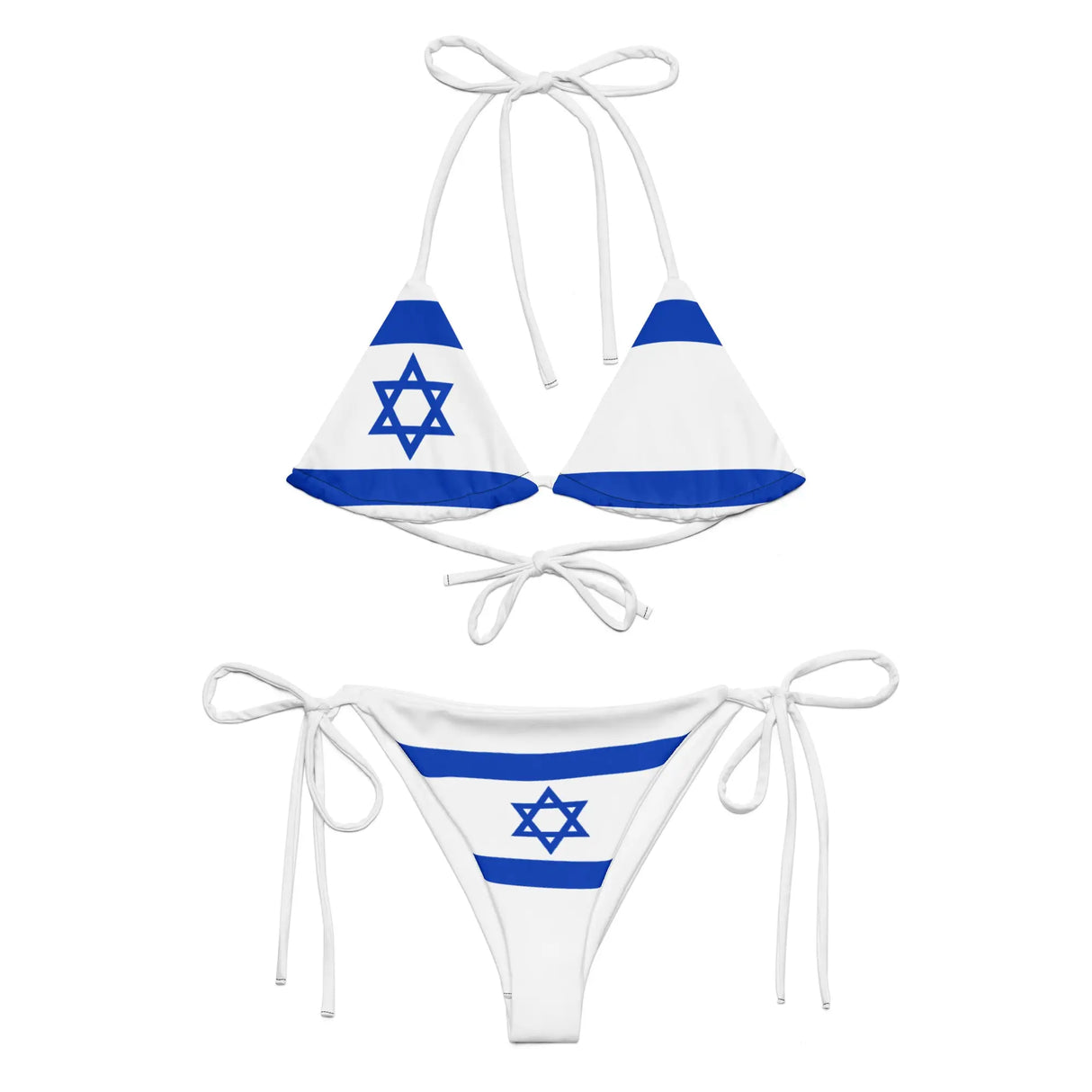 Bikini drapeau israël cordon recyclé orné protection uv