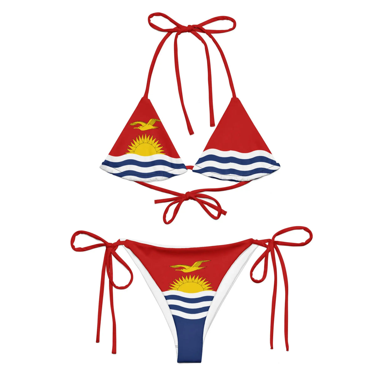 Bikini drapeau kiribati à cordon recyclé orné confortable