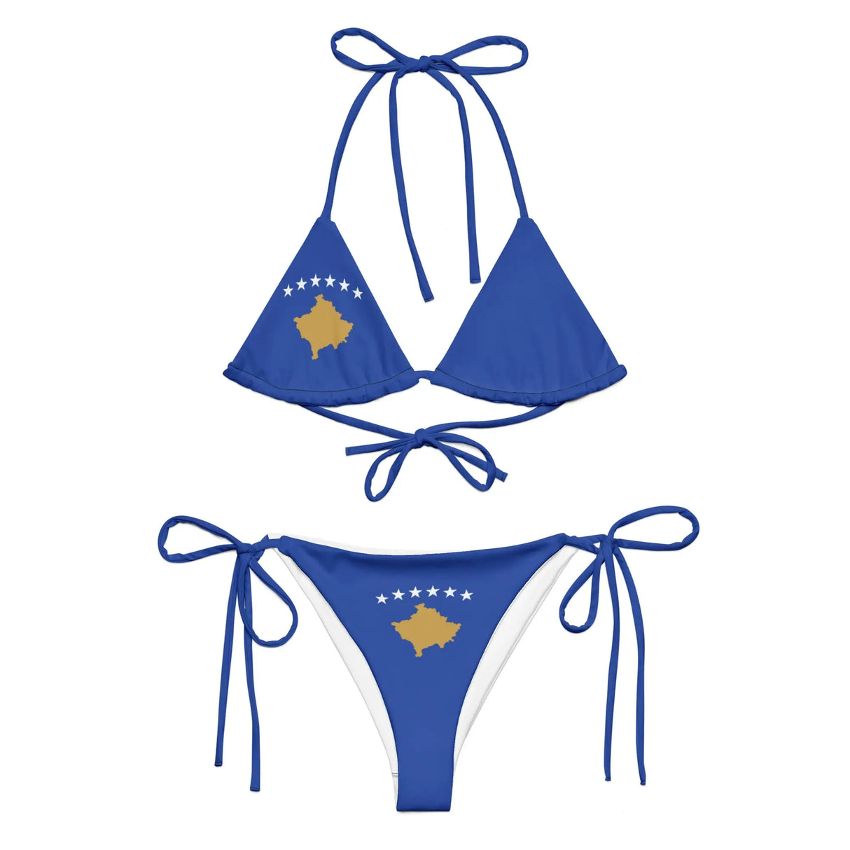 Bikini drapeau kosovo à cordon recyclé orné et confortable