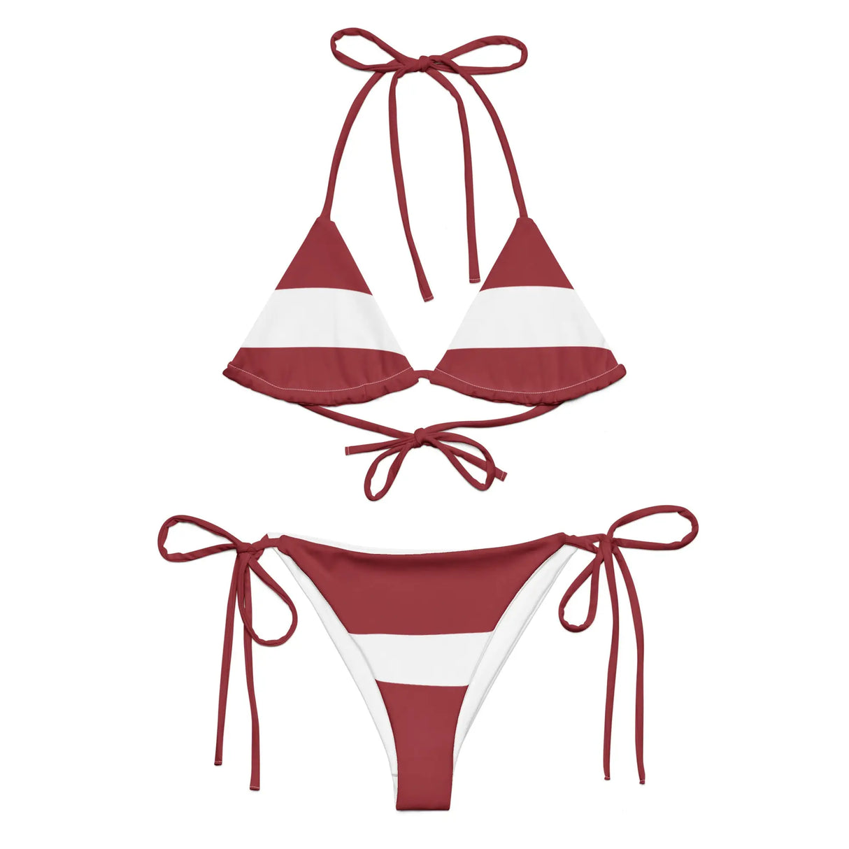 Bikini drapeau lettonie cordon recyclé orné ajustable