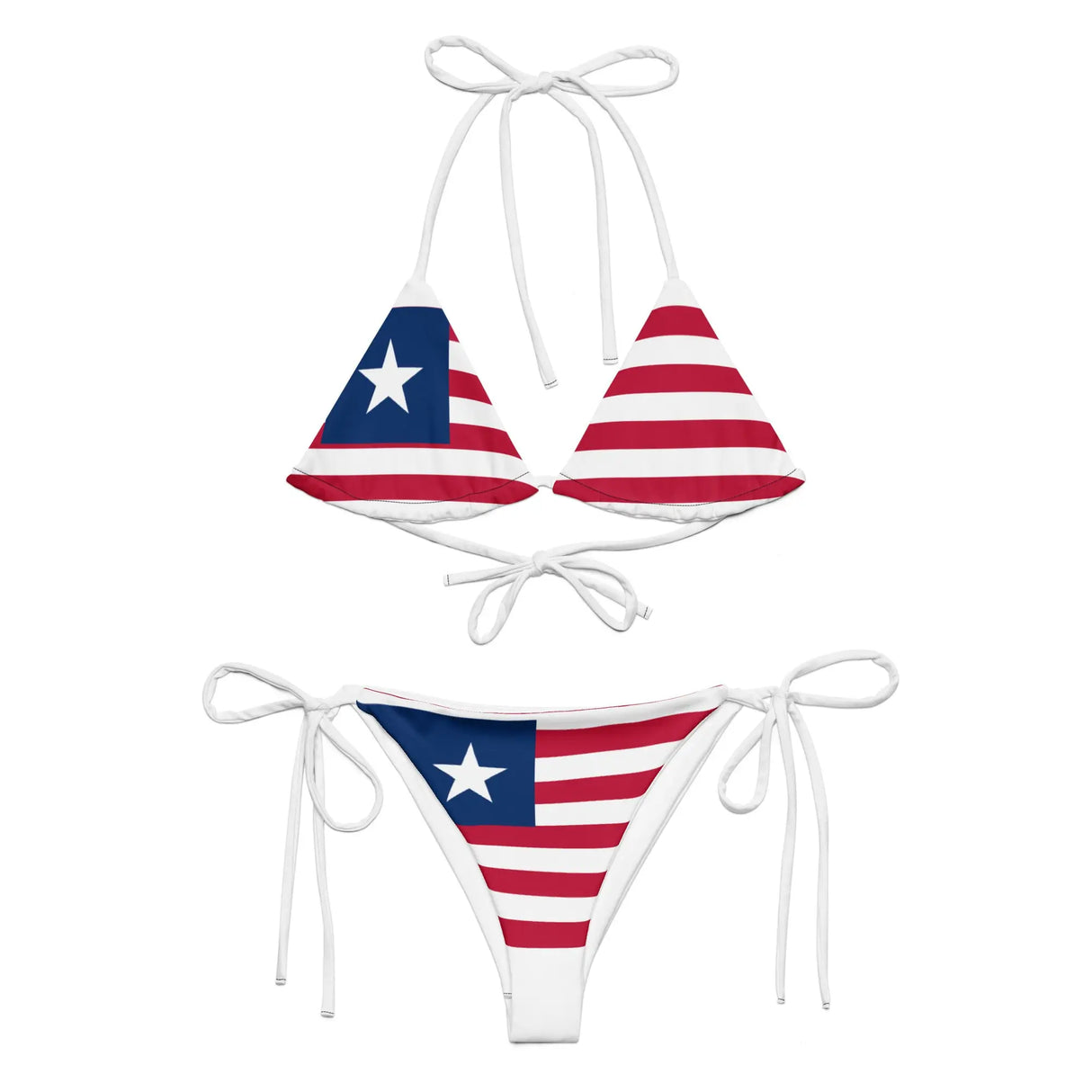 Bikini drapeau liberia à cordon recyclé orné et confortable
