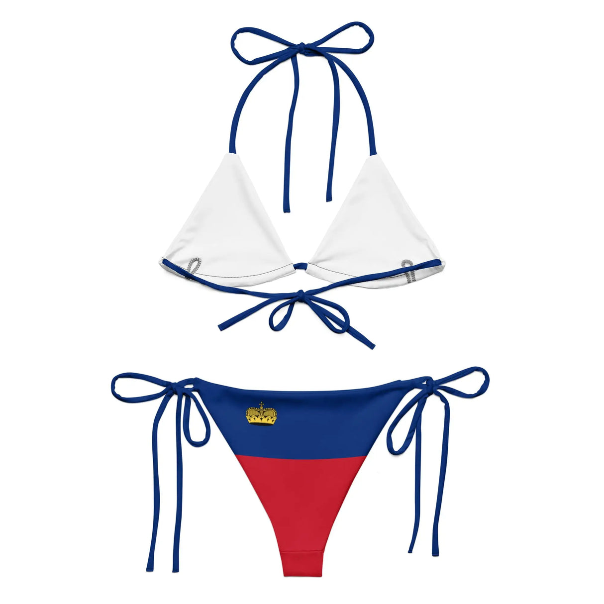 Bikini drapeau liechtenstein à cordon recyclé orné