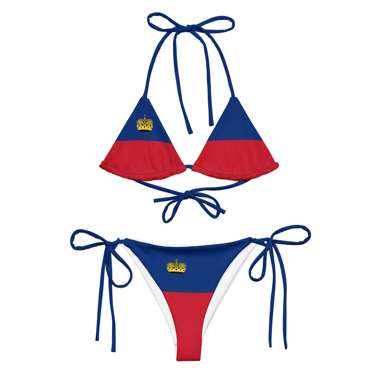Bikini drapeau liechtenstein à cordon recyclé orné