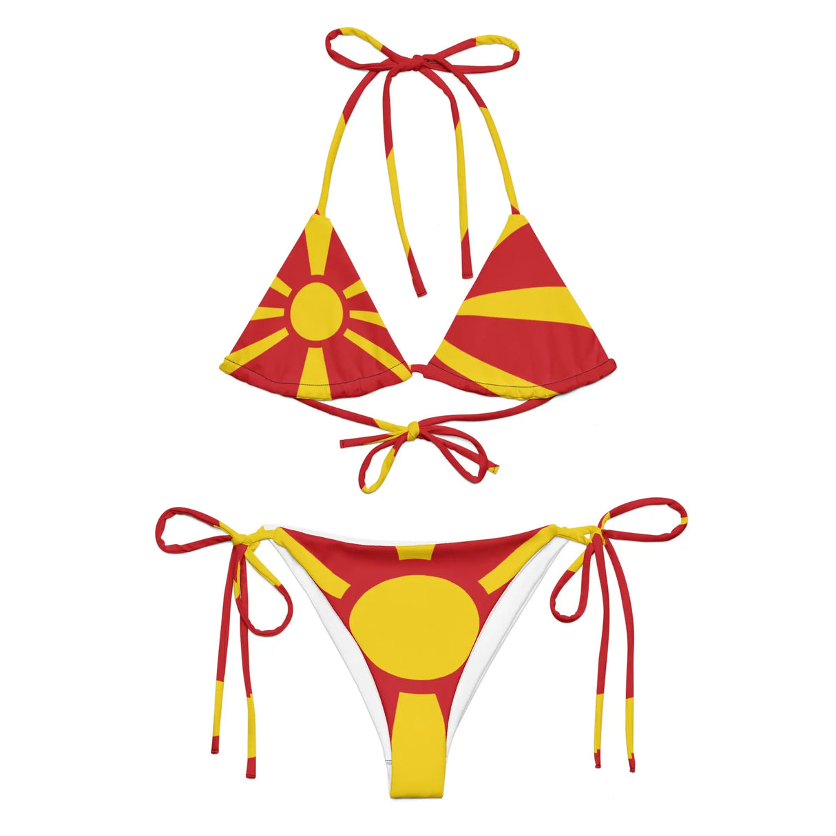 Bikini drapeau macédoine du nord à cordon recyclé orné