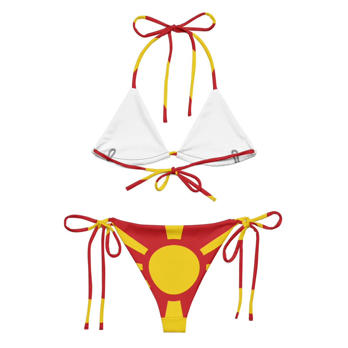 Bikini drapeau macédoine du nord à cordon recyclé orné