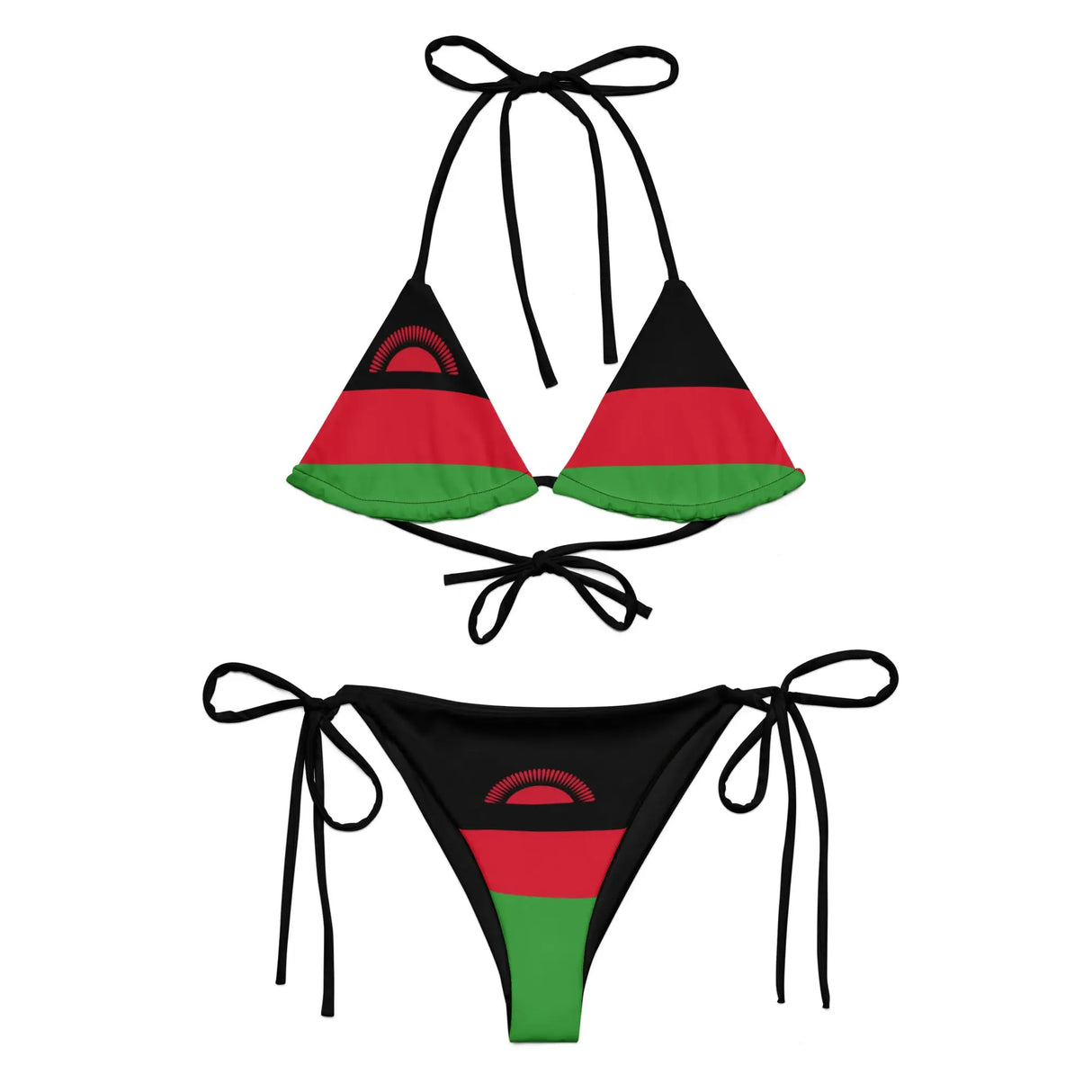 Bikini drapeau malawi cordon recyclé orné impression all over