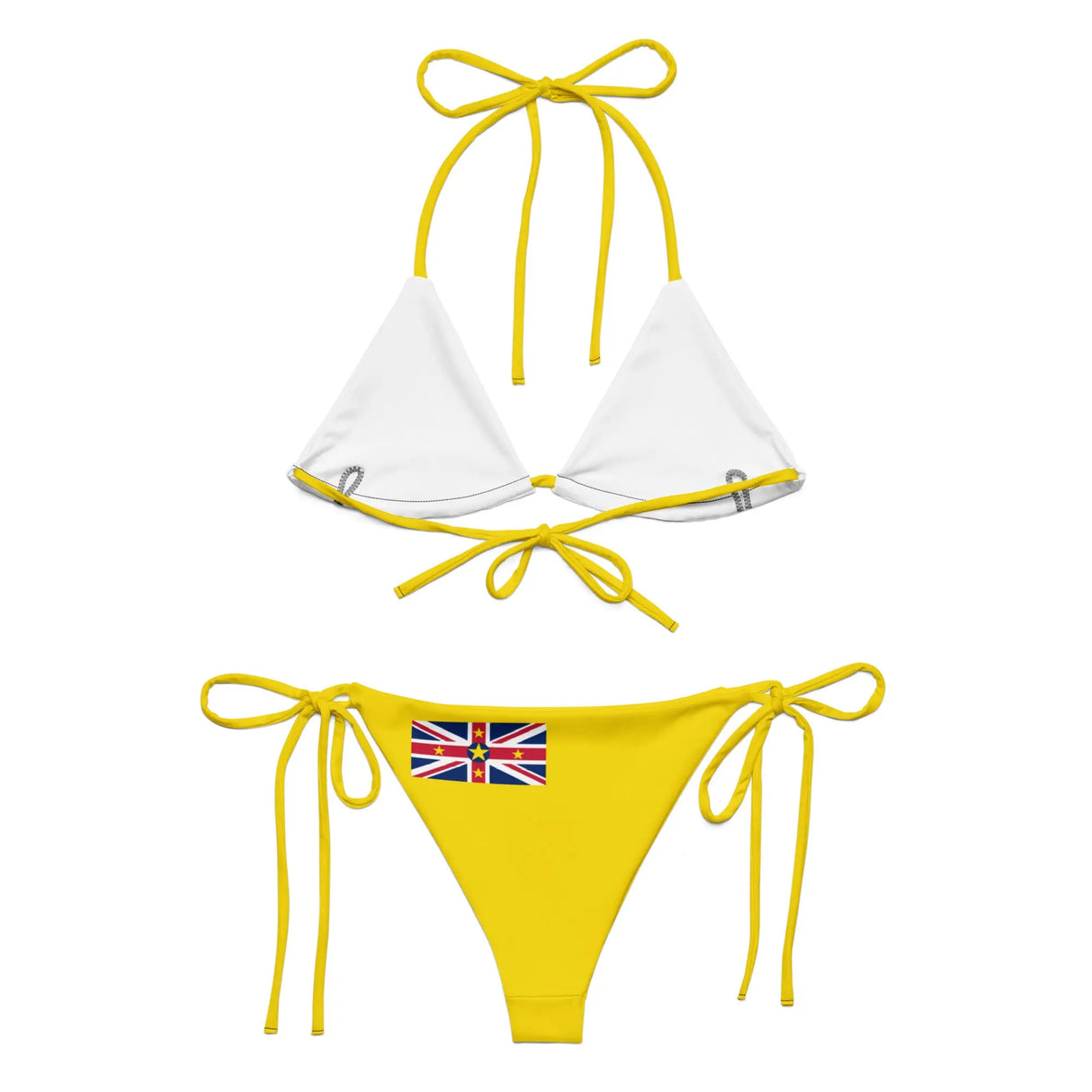 Bikini drapeau niue doublé cordon recyclé orné ajustable