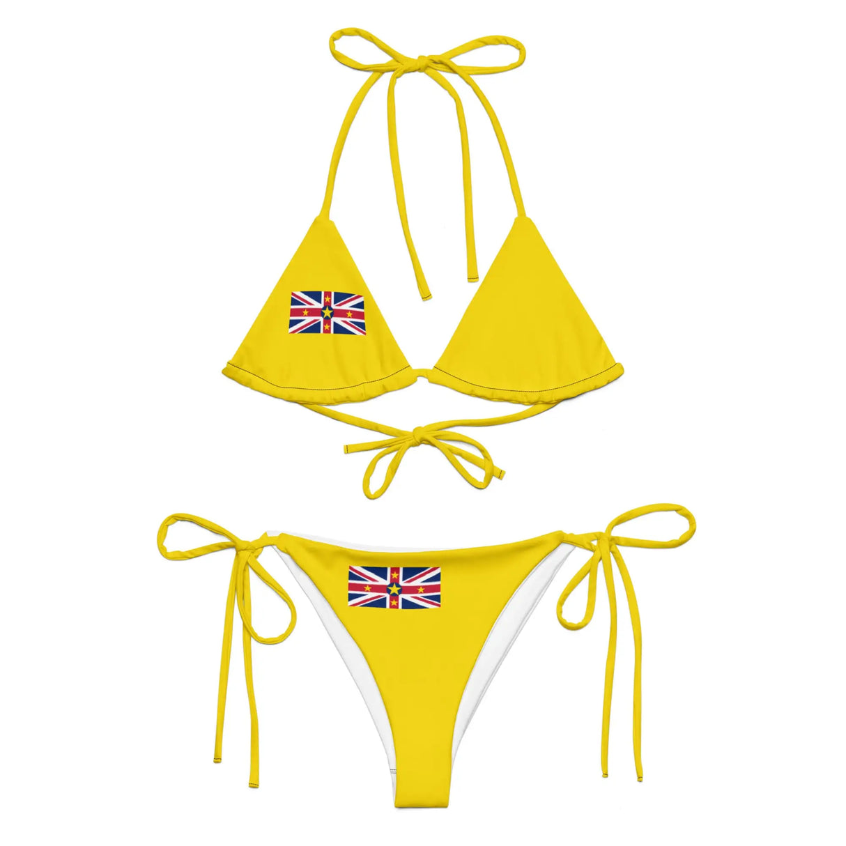 Bikini drapeau niue doublé cordon recyclé orné ajustable