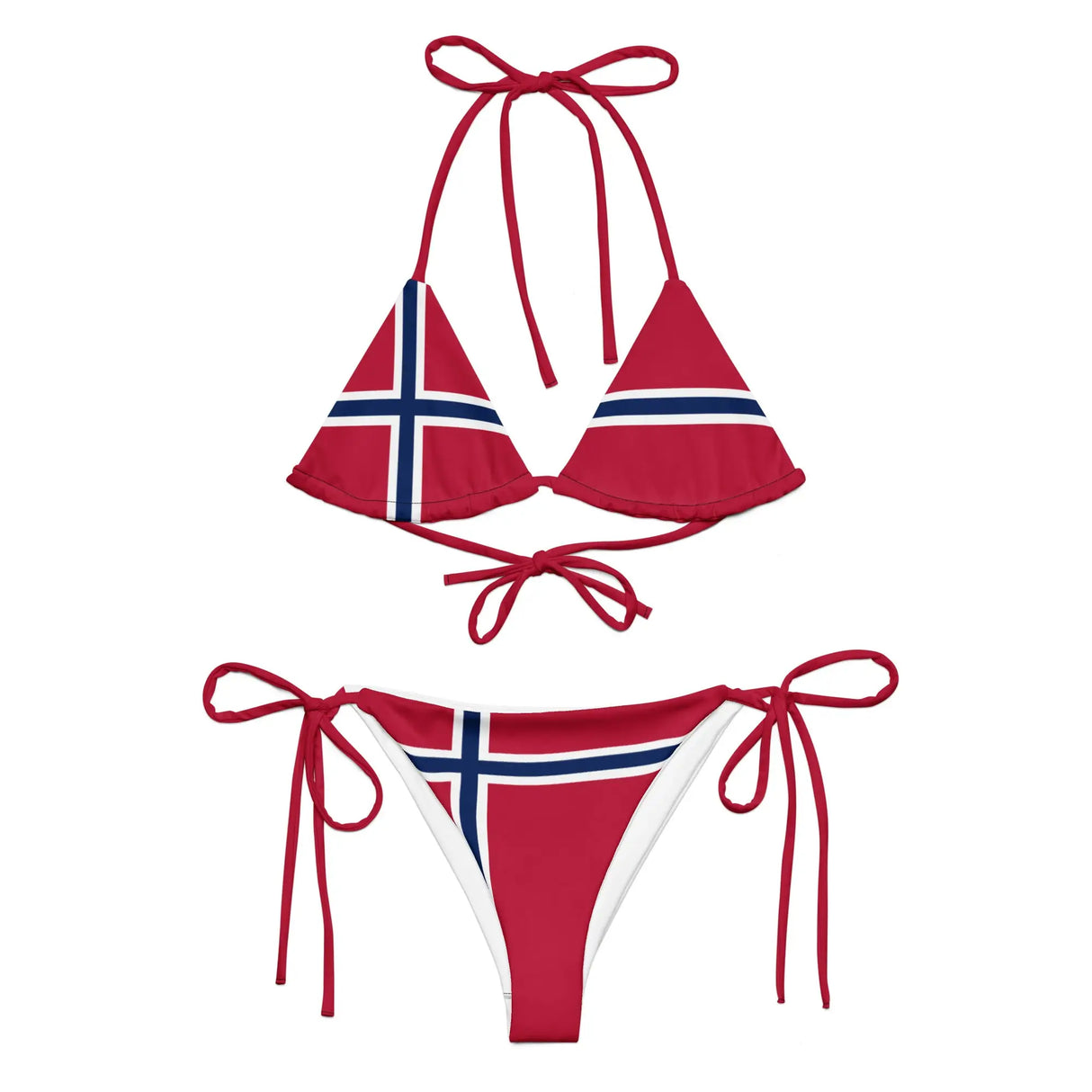 Bikini drapeau norvège cordon recyclé orné confortable
