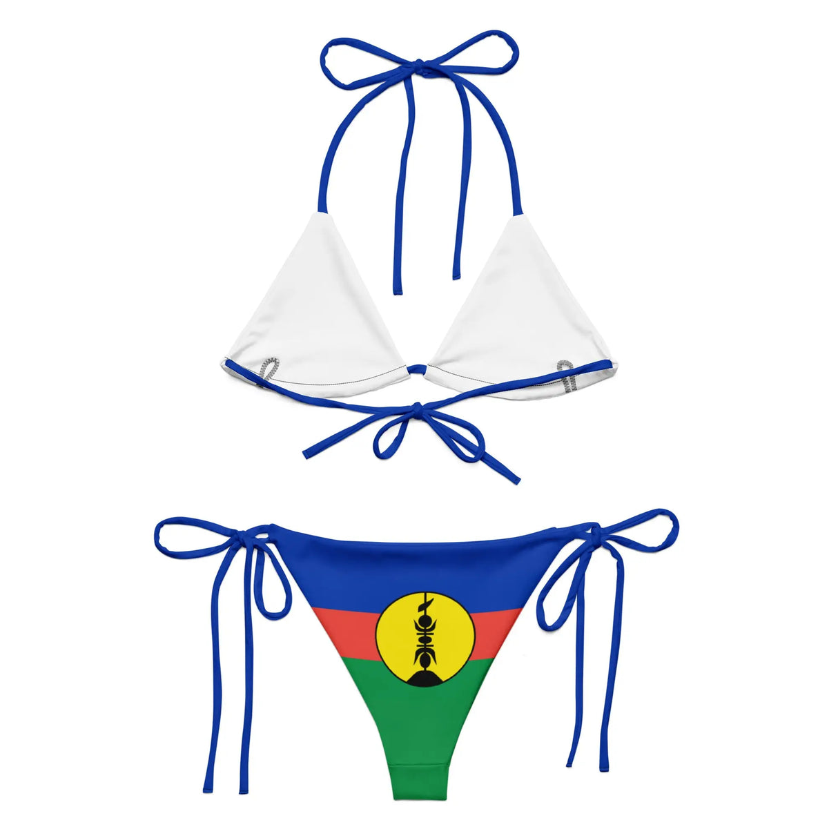 Bikini drapeau nouvelle-calédonie cordon recyclé orné
