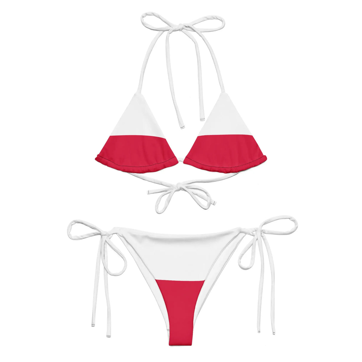 Bikini drapeau pologne à cordon recyclé orné confortable