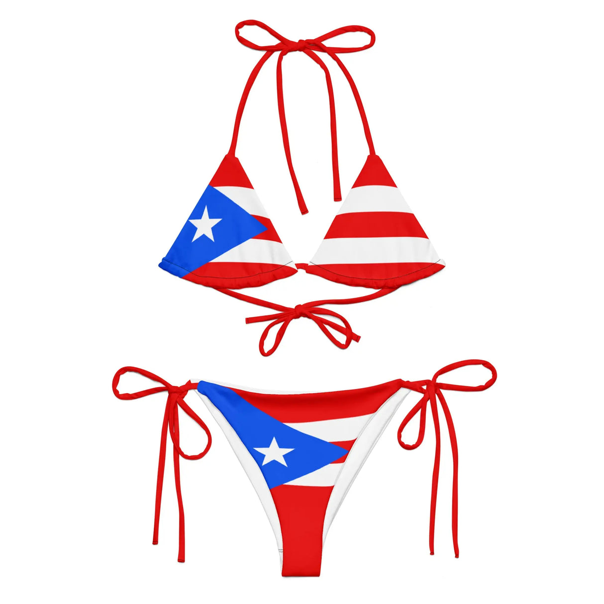 Bikini drapeau porto rico cordon recyclé orné uv