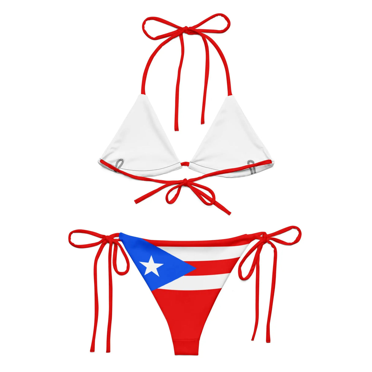 Bikini drapeau porto rico cordon recyclé orné uv