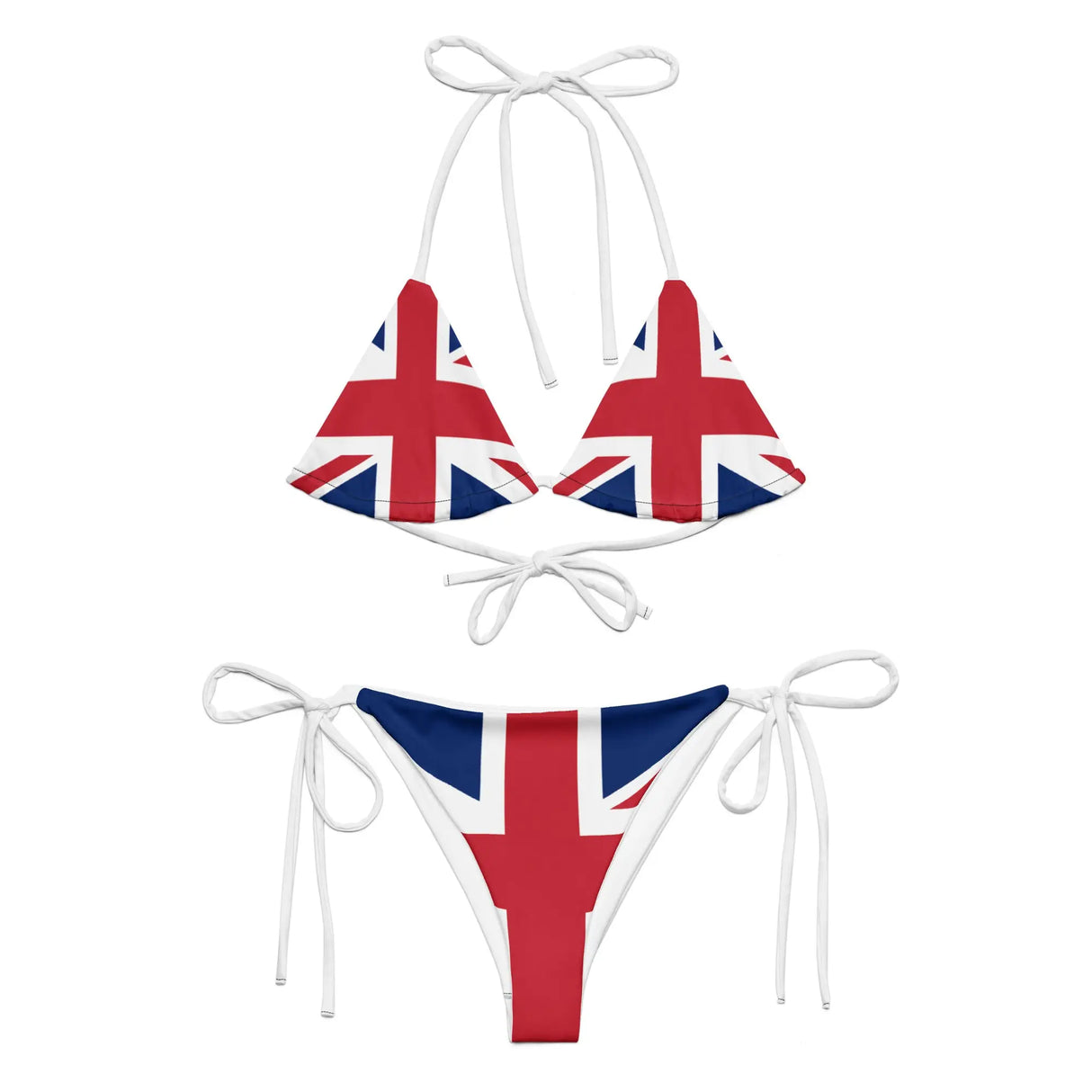 Bikini drapeau royaume-uni cordon recyclé orné confort