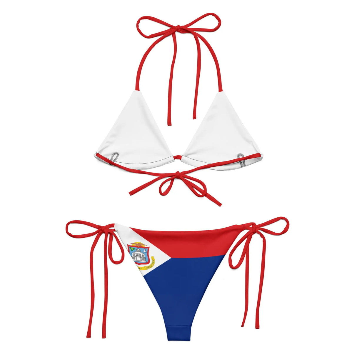 Bikini drapeau saint-martin à cordon recyclé orné confort